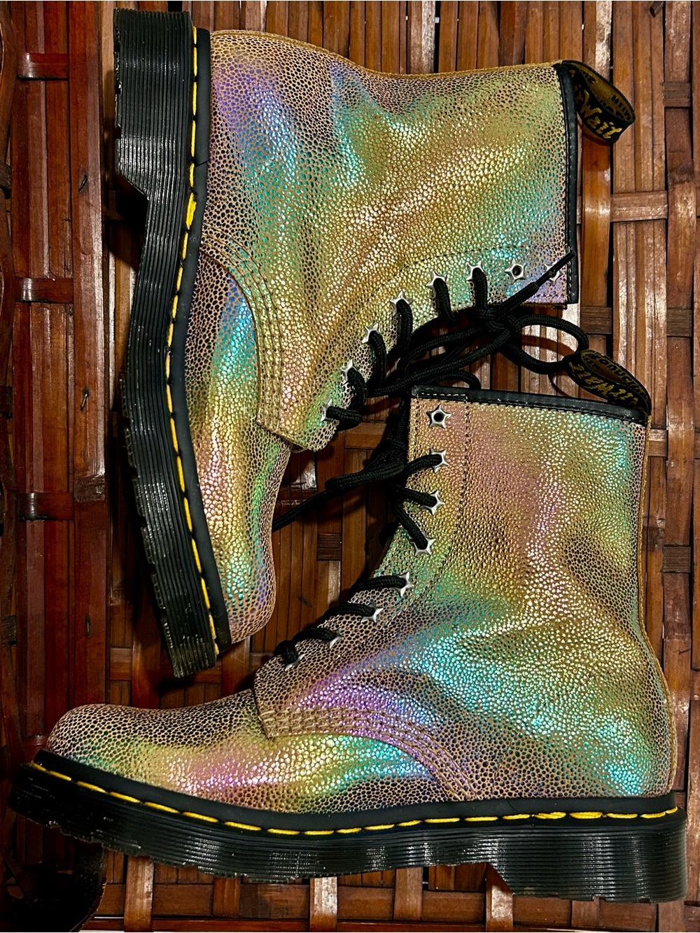 RARE Dr. Martens 1460 Rainbow Ray Suede Leather Boots Size UK 5 - Picture 3 of 7